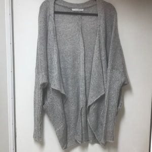 Grey cable knit open cardigan